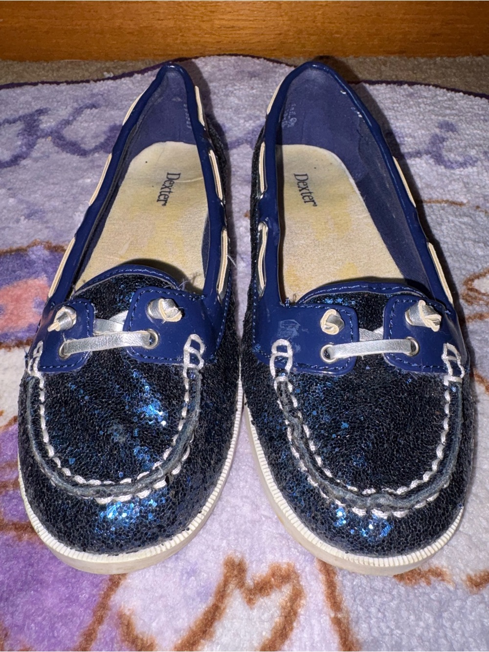 Blue Glitter Slip-on Boat Shoes